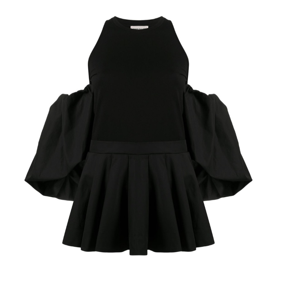 Alexander McQueen Cold-Shoulder Peplum Blouse IT40 *I SHIP SAME DAY!*